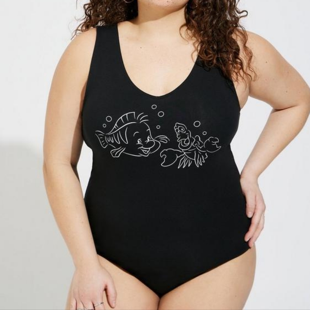 🎊Disney The Little Mermaid Flounder Sebastian Foxy Bodysuit Sleeveless